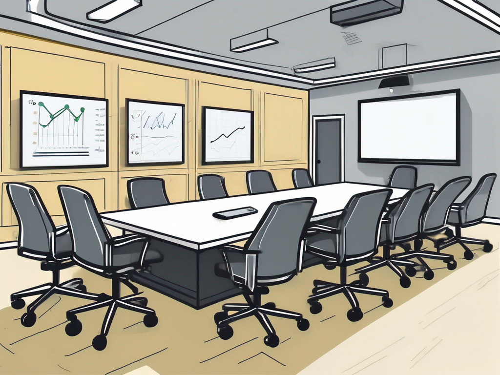 A modern conference room filled with advanced collaboration systems such as digital whiteboards