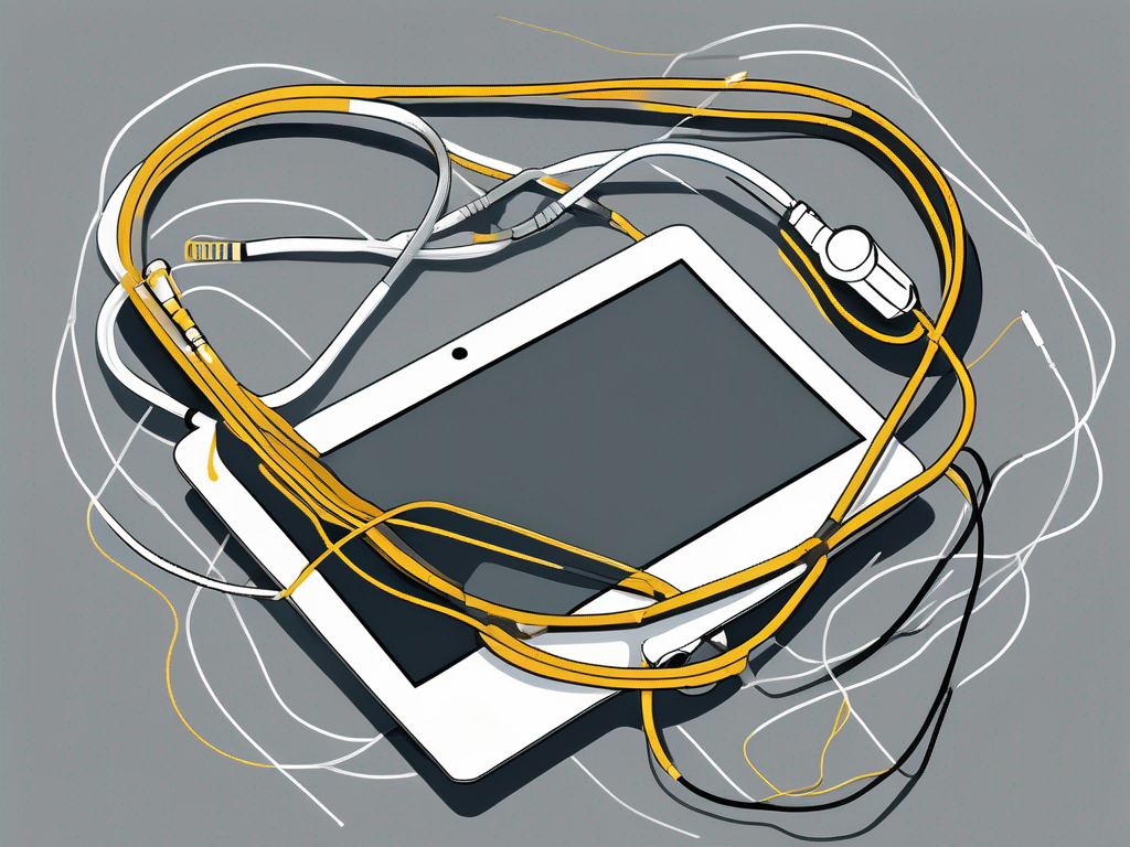 A stethoscope intertwined with computer cables