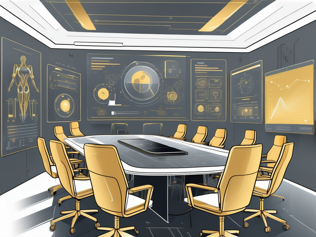 A futuristic conference room equipped with advanced ai technology