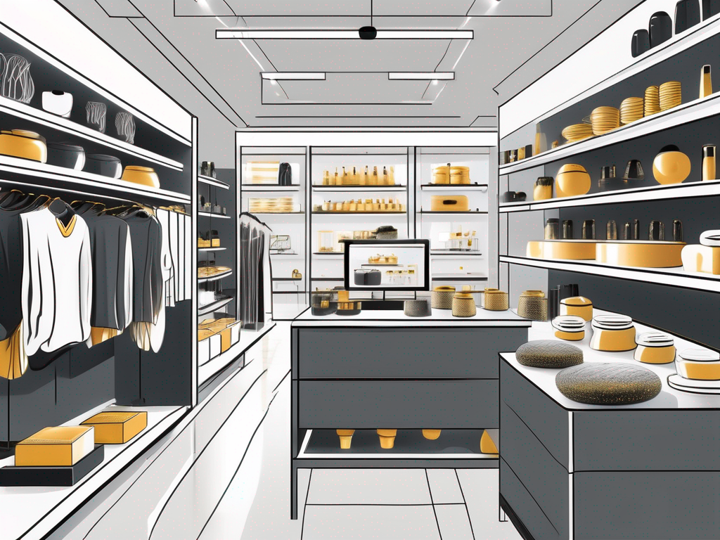 A modern retail store setup with integrated iot devices like smart shelves and sensors