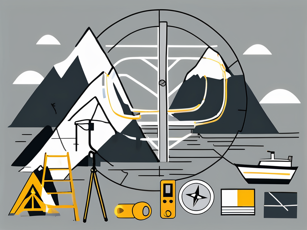 A site surveyor's tools such as a compass