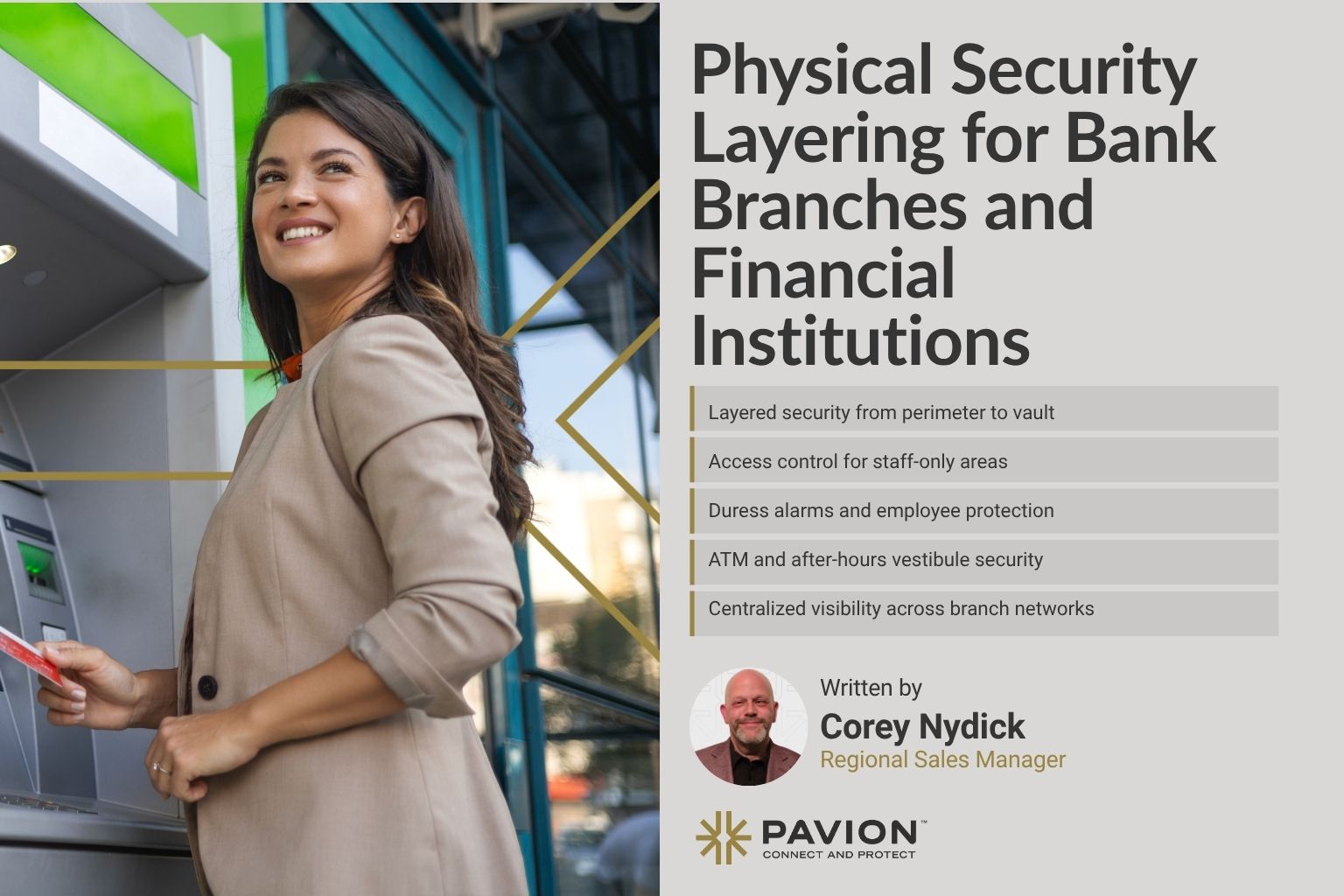 Woman using ATM with security information